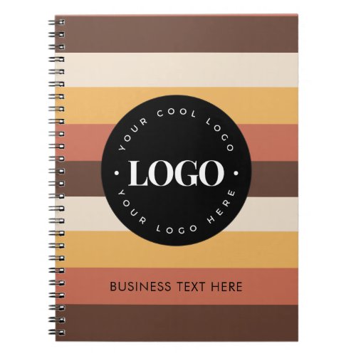 Retro Stripes Custom Business Logo  Text 60s 70s  Notebook