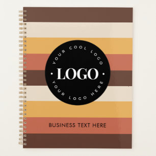 Retro Stripes Custom Business Logo & Text 60s 70s  Planner