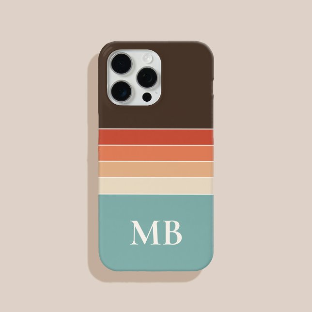 Retro Stripes Custom Monogram Case-Mate iPhone Case (Creator Uploaded)