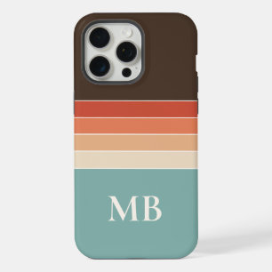 Retro Stripes Custom Monogram iPhone 15 Pro Max Case