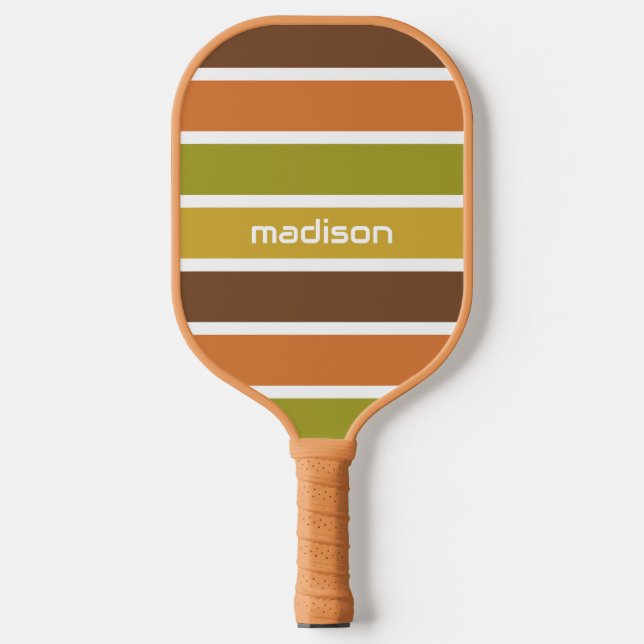 Retro Stripes Custom Name Pickleball Paddle (Front)