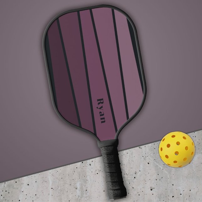 Retro Stripes Dark Eggplant Colors Pickleball Paddle (Creator Uploaded)