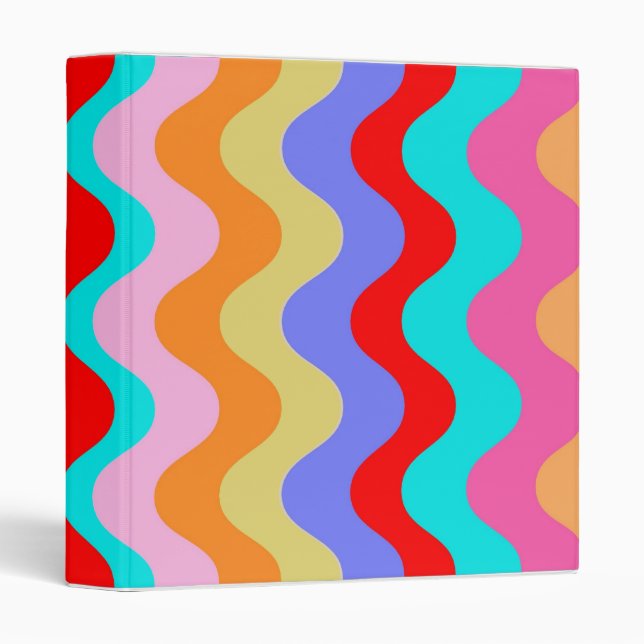 Retro Stripes Design 3 Ring Binder (Front/Spine)