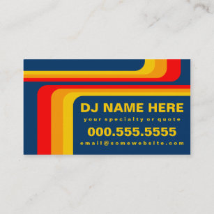 retro stripes dj business card