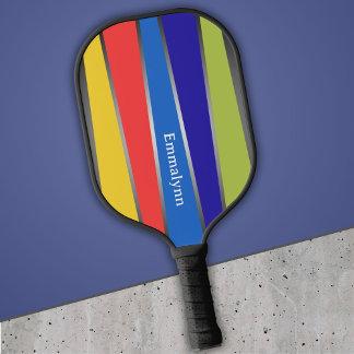 Retro Stripes Five Color Colorful Pickleball Paddle