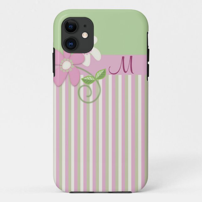 Retro stripes, flowers & Monogram iPhone 5 case (Back)
