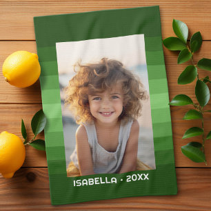 Retro Stripes - Green - Simple Photo Kitchen Towel