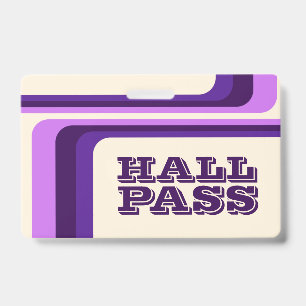 retro stripes hall pass for teachers lanyard badge