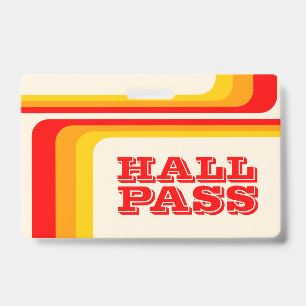 retro stripes hall pass for teachers lanyard badge