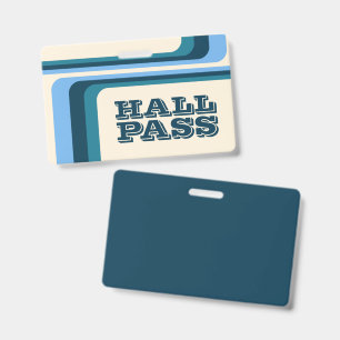 retro stripes hall pass for teachers lanyard badge