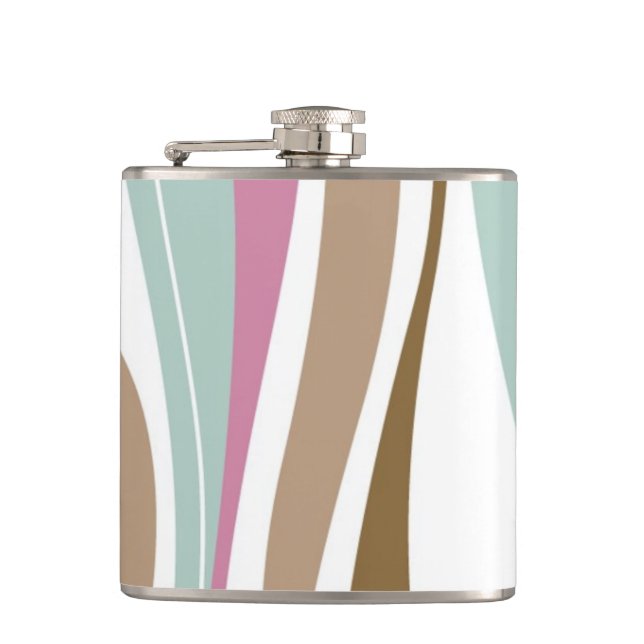 Retro Stripes Hip Flask (Front)
