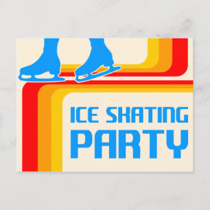 retro stripes : ice skating party invitation