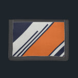Retro Stripes in  Blue Orange Trifold Wallet<br><div class="desc">Timeless Chic Retro Vintage Design</div>