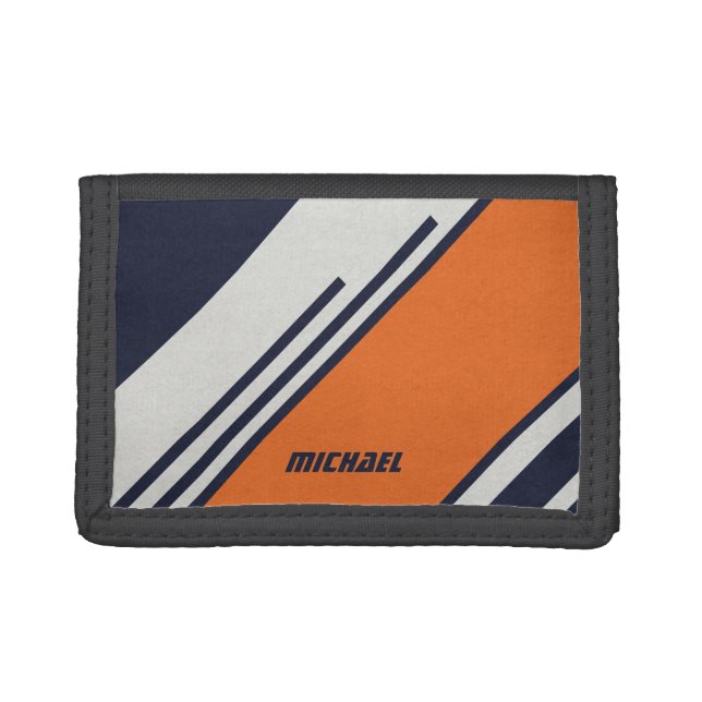 Retro Stripes in  Blue Orange Trifold Wallet (Front)