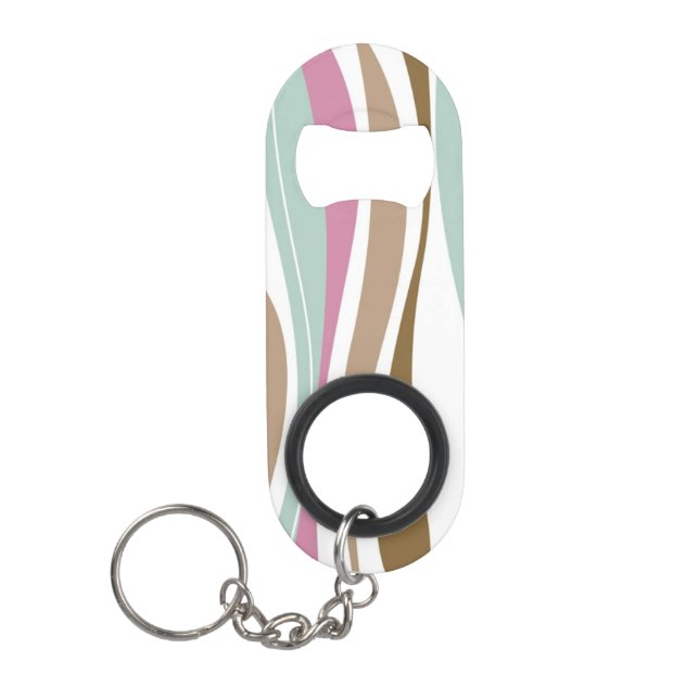 Retro Stripes Keychain Bottle Opener (Front)