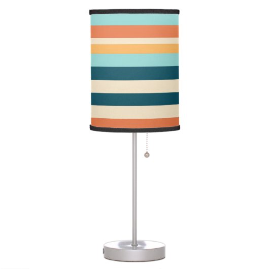Retro Stripes Light Blue Orange Surf Theme Nursery Table Lamp (Left)