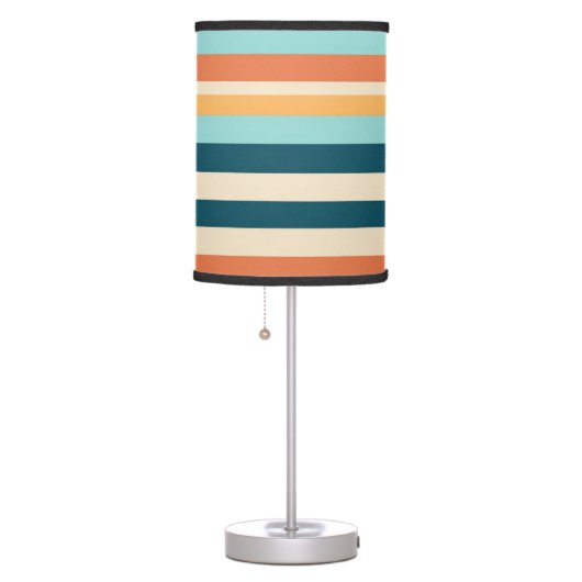 Retro Stripes Light Blue Orange Surf Theme Nursery Table Lamp (Right)
