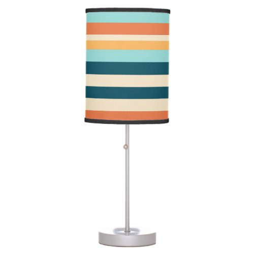 Retro Stripes Light Blue Orange Surf Theme Nursery Table Lamp