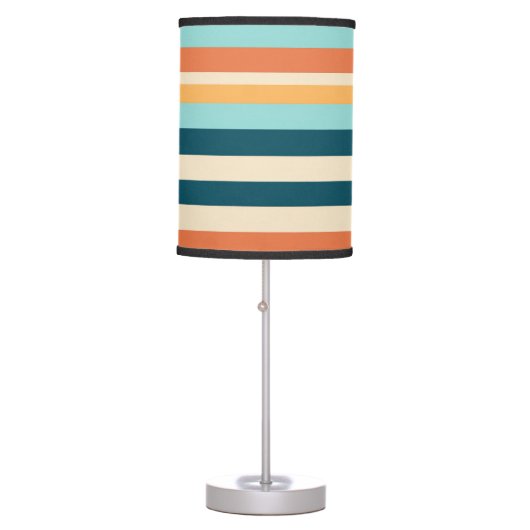 Retro Stripes Light Blue Orange Surf Theme Nursery Table Lamp (Front)