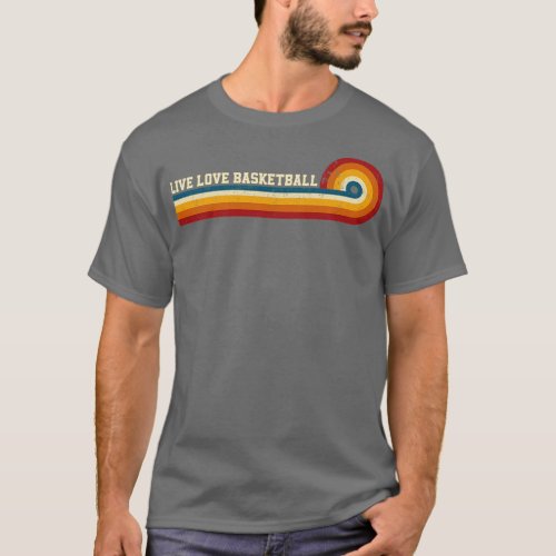 Retro Stripes Live Love Basketball T_Shirt