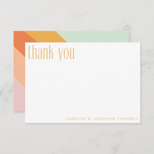 Retro Stripes Mint Coral Peach Custom Wedding Thank You Card