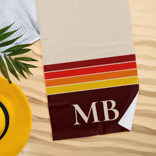 Retro Stripes Monogram Beach Towel