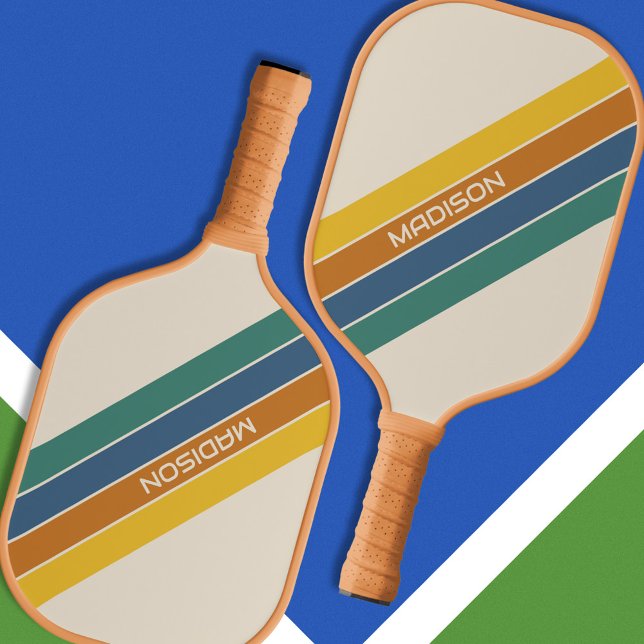 Retro Stripes Monogram Pickleball Paddle (Creator Uploaded)