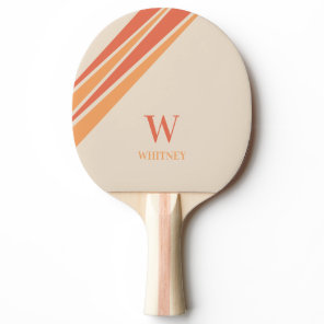 Retro Stripes Monogram  Ping Pong Paddle
