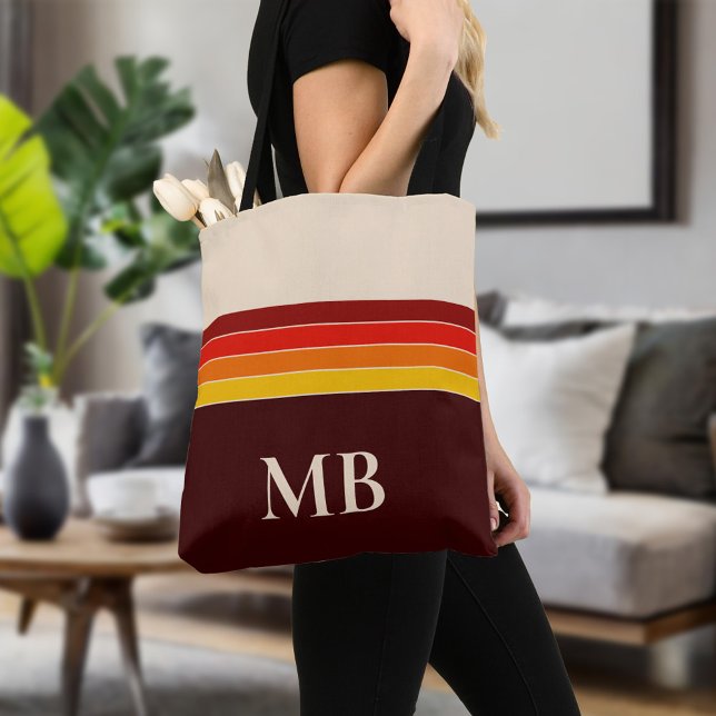 Retro Stripes Monogram Tote Bag (Creator Uploaded)