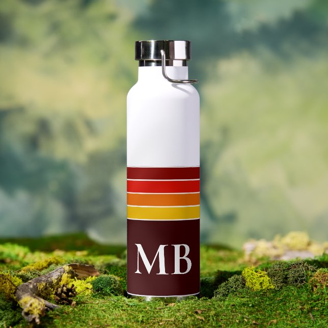 Retro Stripes Monogram Water Bottle (Outdoor)