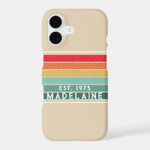 Retro Stripes Name Beige iPhone 17 Case