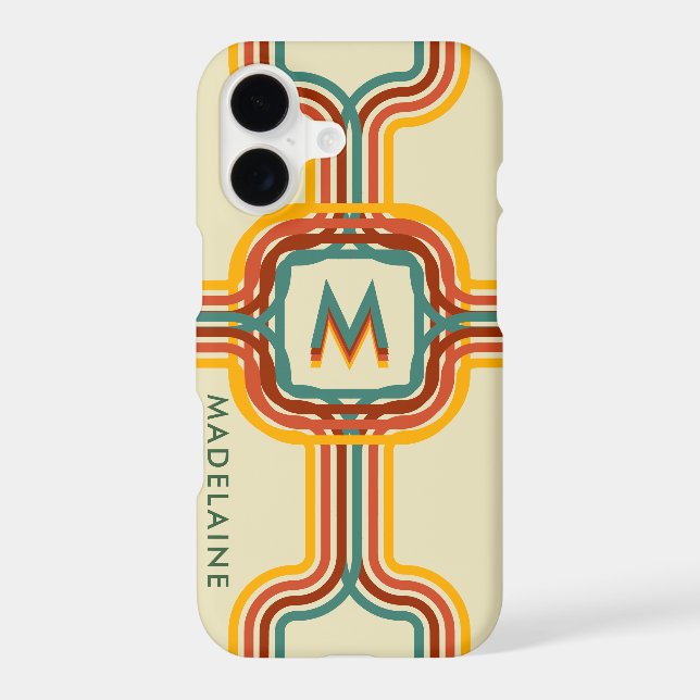 Retro Stripes Name Monogram Initial  Case-Mate iPhone Case (Back)