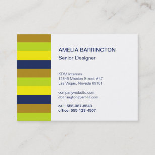 Retro stripes navy creative professional large business card