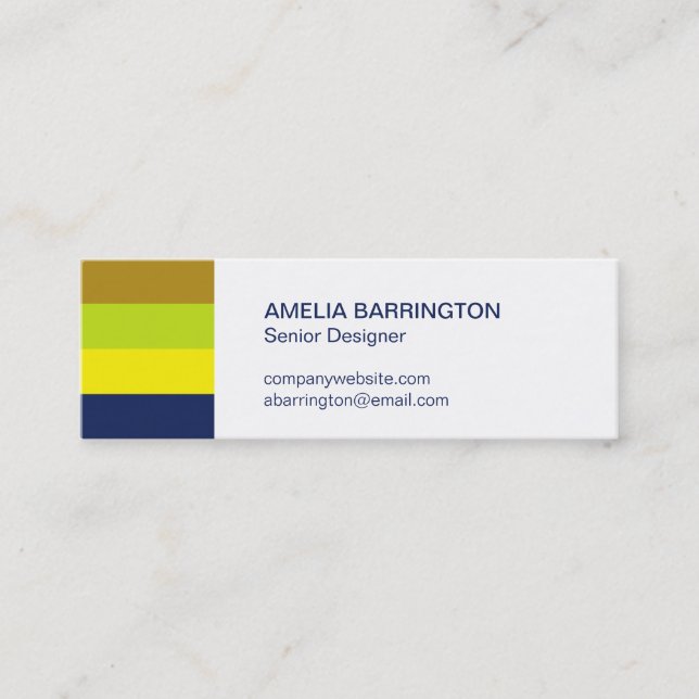Retro stripes navy creative professional small mini business card (Front)