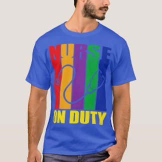 Retro Stripes On Duty Nurse T-Shirt