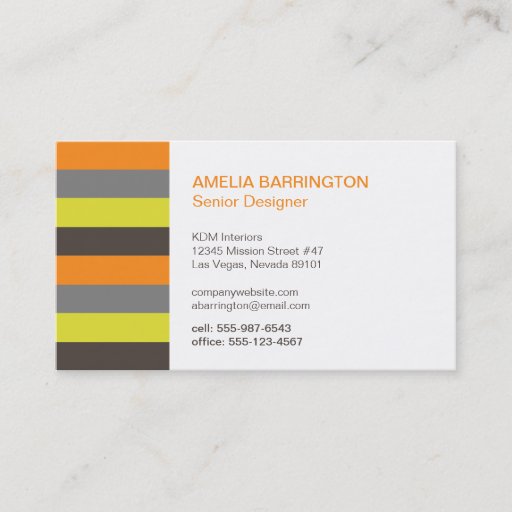 Customizable Retro stripes orange brown creative professional business card templates
