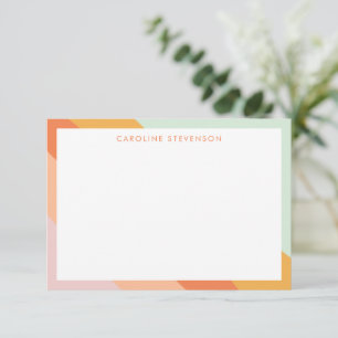 Retro Stripes Orange Mint Pastel Personalized Name Thank You Card