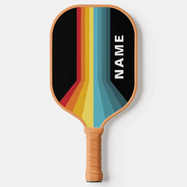 Retro Stripes Personalized  Carbon Fiber Pickleball Paddle (Front)