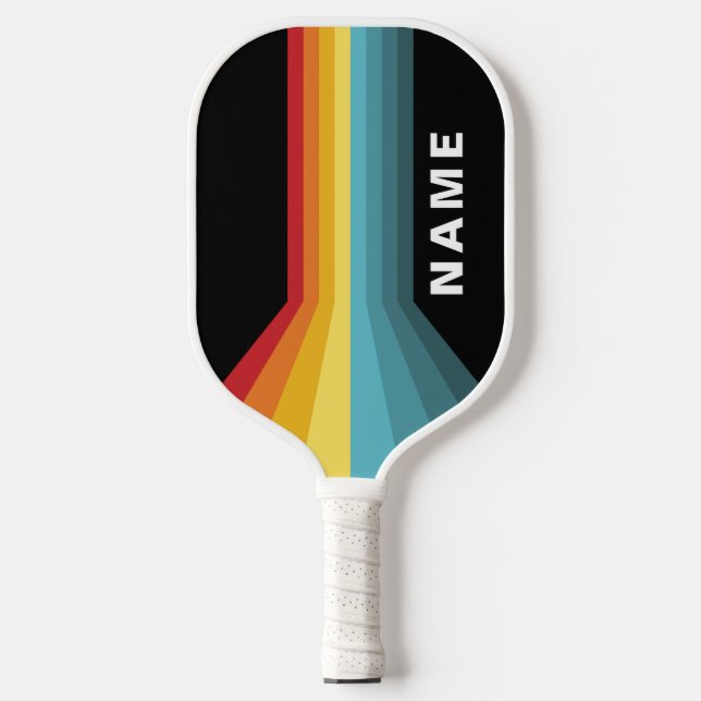 Retro Stripes Personalized  Pickleball Paddle (Front)