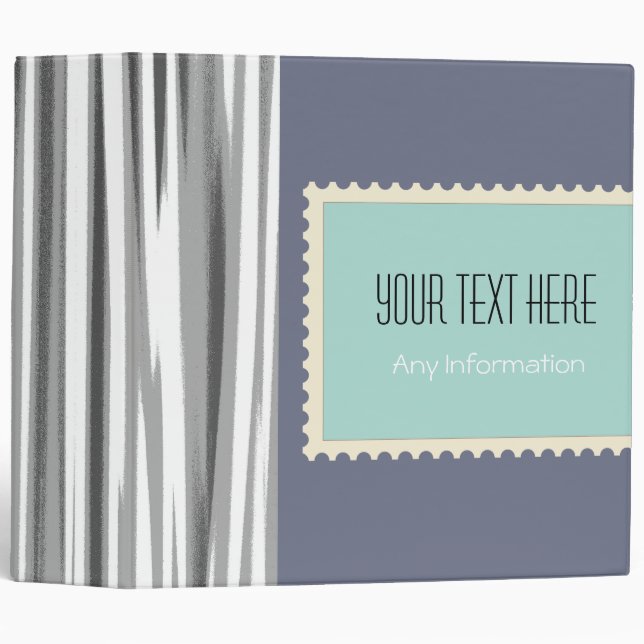 Retro Stripes. Plain Grey Background 3 Ring Binder (Front/Spine)