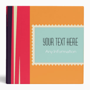 Retro Stripes. Plain Orange Background 3 Ring Binder