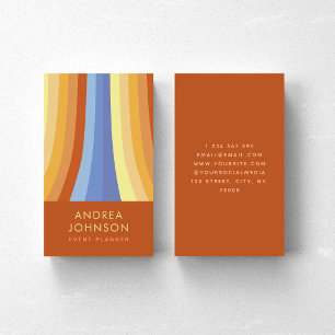 Retro Stripes Rainbow 60s 70s Sixties Seventies Business Card