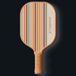 Retro Stripes Rainbow Groovy Seventies 70s Name Pickleball Paddle<br><div class="desc">This cool paddle featuring groovy 70s style stripes & custom name would make a wonderful gift for someone,  who loves all things retro! Easily add the desired name by clicking on the "personalize" option.</div>
