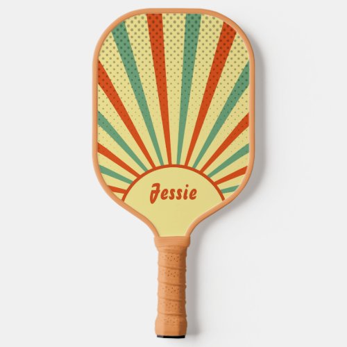 Retro Stripes Red and Green Vintage Sunset Pickleball Paddle