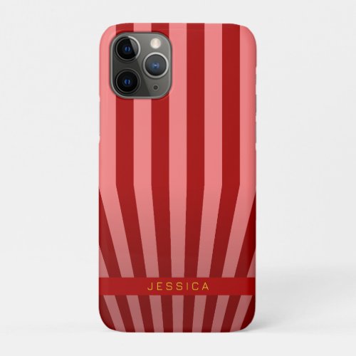 Retro stripes red orange perspective with name iPhone 11 pro case