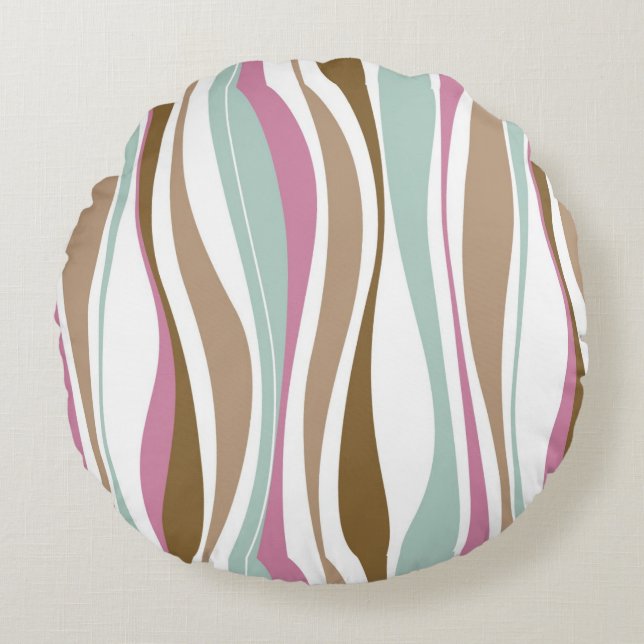 Retro Stripes Round Pillow (Front)