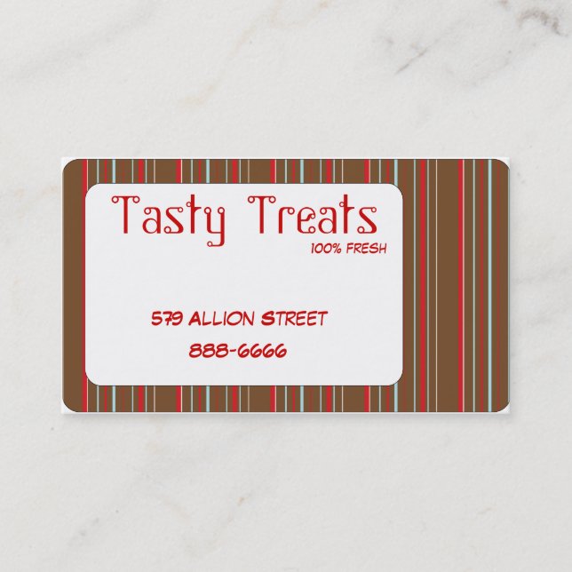 Retro Stripes Rounded Frame Business Card (Front)