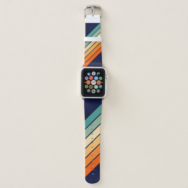 Retro Stripes Stylish Lines Striped 70s 80s Design Apple Watch Band (Front)