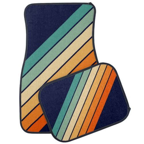 Retro Stripes Stylish Lines Striped 70s 80s Design Car Floor Mat