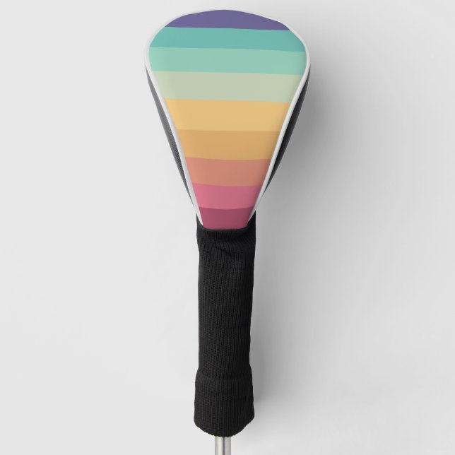 Retro Stripes Stylish Lines Striped 70s 80s Design Golf Head Cover (Front)
